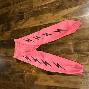 Pink Aviator Nation lightning bolt sweatpants